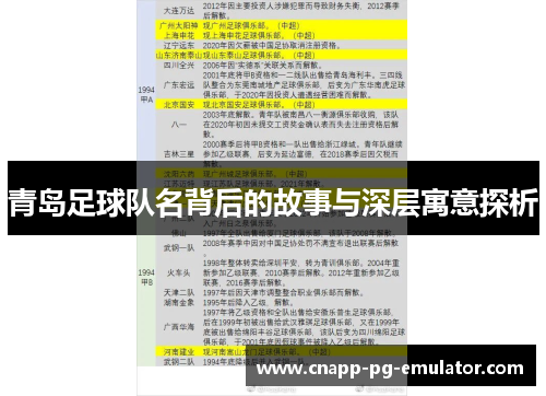 青岛足球队名背后的故事与深层寓意探析